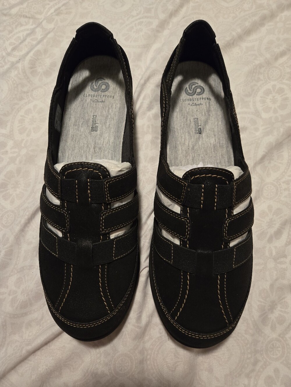 Cloudsteppers by Clarks Womens Black Slip-On Shoes Size 12W